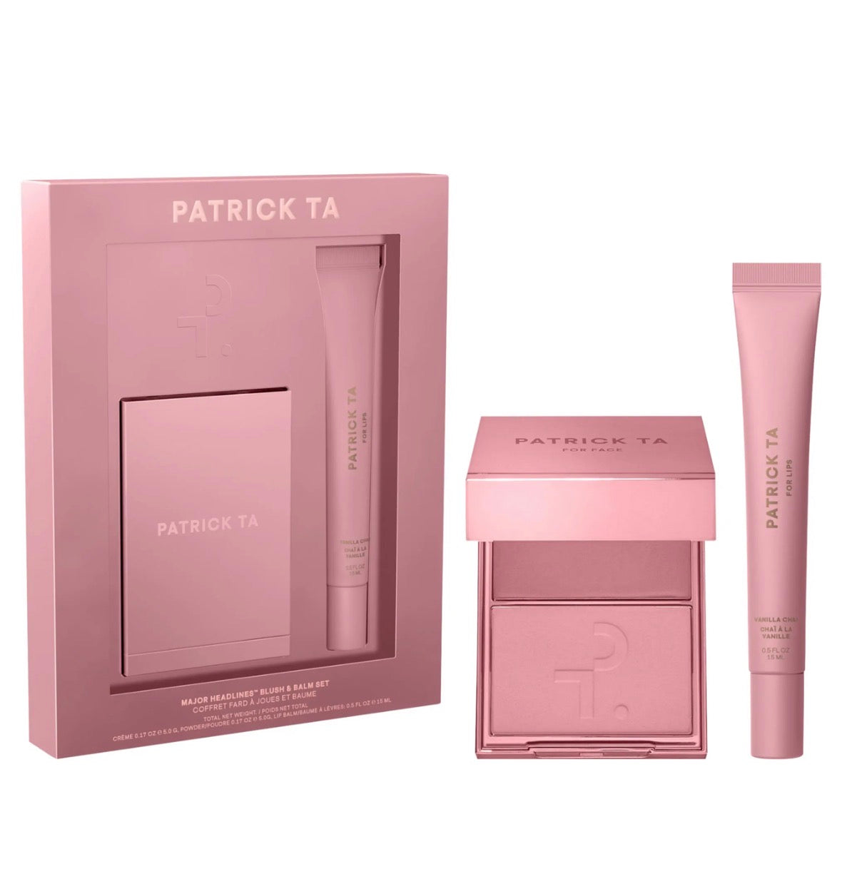 Patrick ta Major Headlines Double-Take Crème & Powder Blush Duo & Lip Balm Makeup Gift Set