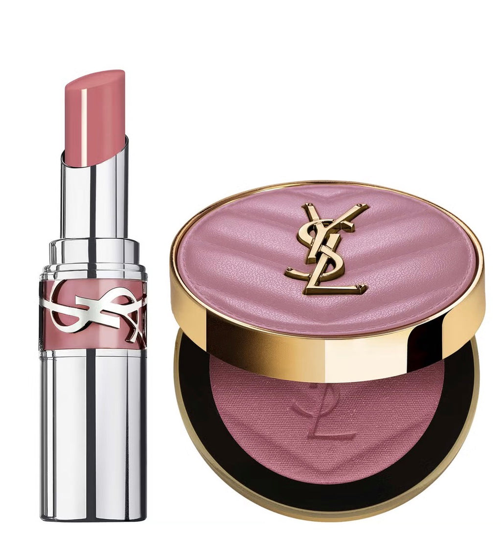 YVES SAINT LAURENT MAKE ME BLUSH POWDER 44 & LOVESHINE LIPSTICK 44 GIFT SET