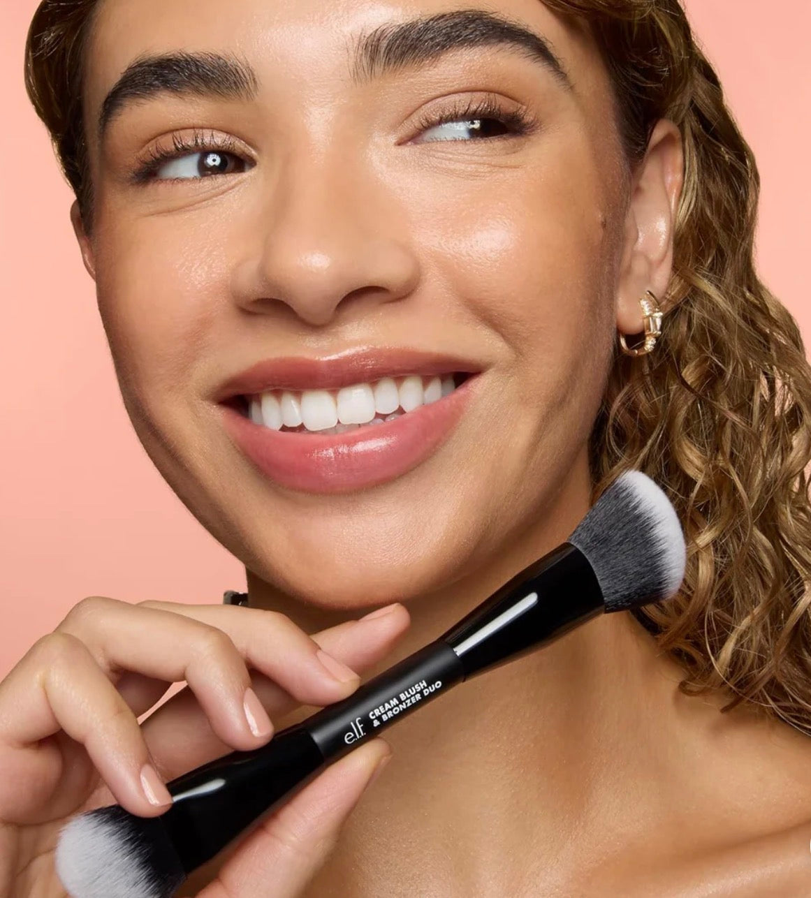Elf Cream Blush & Bronzer Duo Brush, 2-in-1