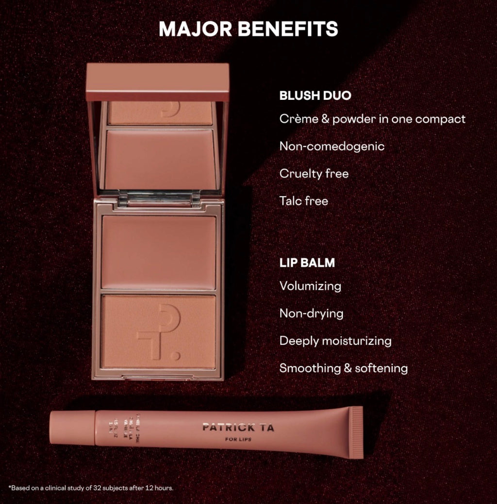Patrick ta Major Headlines Double-Take Crème & Powder Blush Duo & Lip Balm Makeup Gift Set