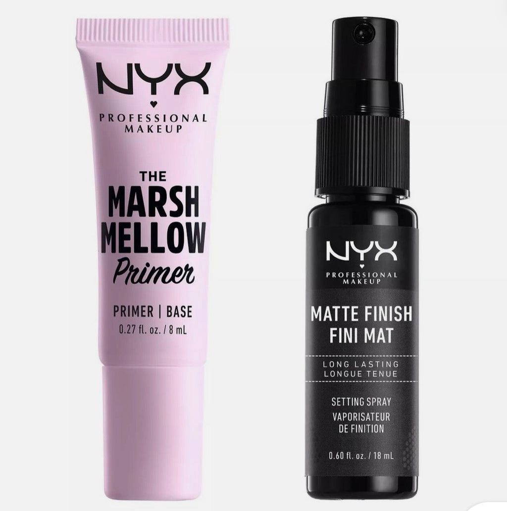 NYX PROFESSIONAL MAKEUP Marshmellow Smoothing Primer + Makeup Setting Spray, Matte Finish (2-Pack)