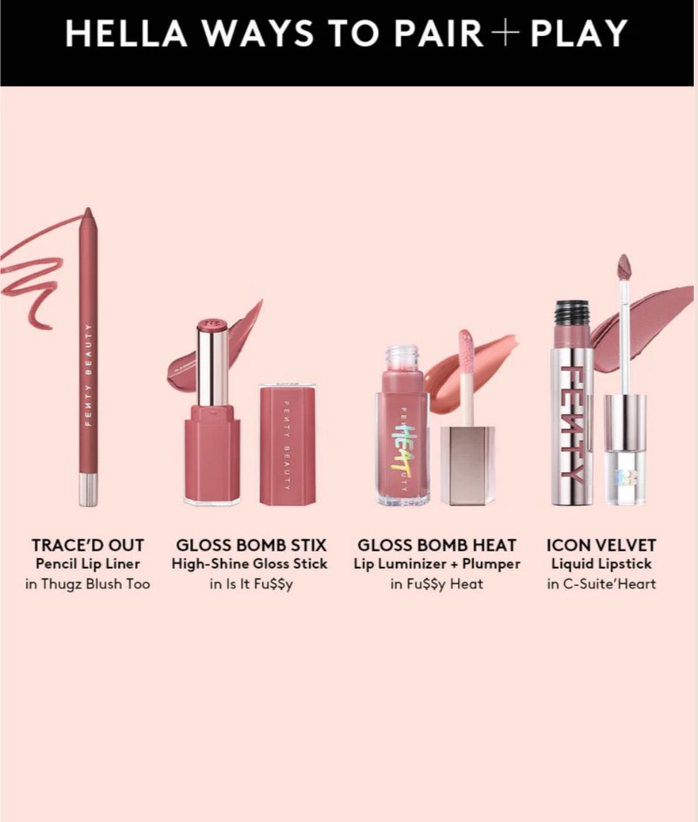 Fenty Beauty TRACE'D OUT LONGWEAR WATERPROOF PENCIL LIP LINER shade THUGZ BLUSH TOO “ without box “
